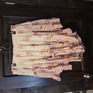 Hint of Blush, Women’s Small White Off The Shoulder Floral Romper, Angel Sleeves